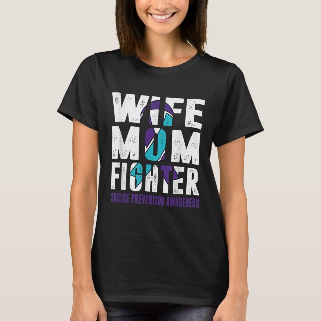 Camiseta Esposa Mãe Combatendo Sensibilização para a Preven (Frente)