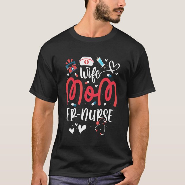 Camiseta Esposa Mãe Er Enfermeira Dia de as mães Enfermeira (Frente)