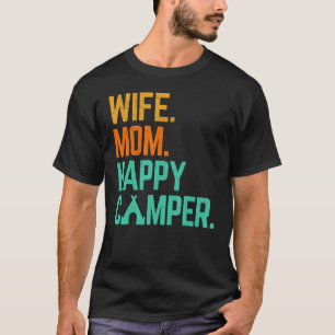 Camiseta Esposa Mãe Feliz Camper Cortante Cortante Campin F