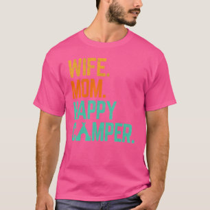 Camiseta Esposa Mãe Feliz Camper Cortante Cortante Campin F