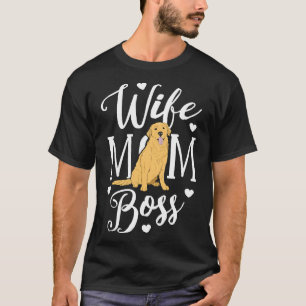 Camiseta Esposa Mãe Ouro Chefe Cachorro de Retriever Cachor