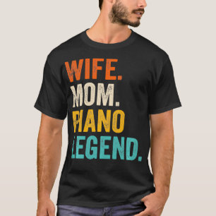Camiseta Esposa Mãe Piano Mãe Engraçada Piano Retro Vintage