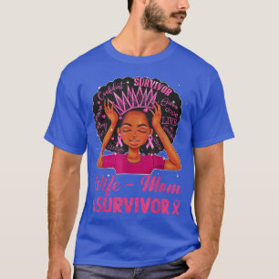 Camiseta Esposa Mãe Sobrevivente Negra Menina Cancer A