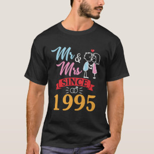 Camiseta Esposa Marido Sr. E Sra. Desde 1995 Casando-Se