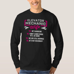 Camiseta Esposa Mecânica De Elevador Engraçada Esposa De El