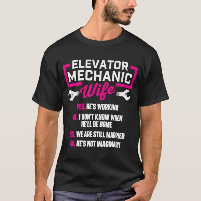 Camiseta Esposa Mecânica Elevadora De Elevator Technici (Frente)