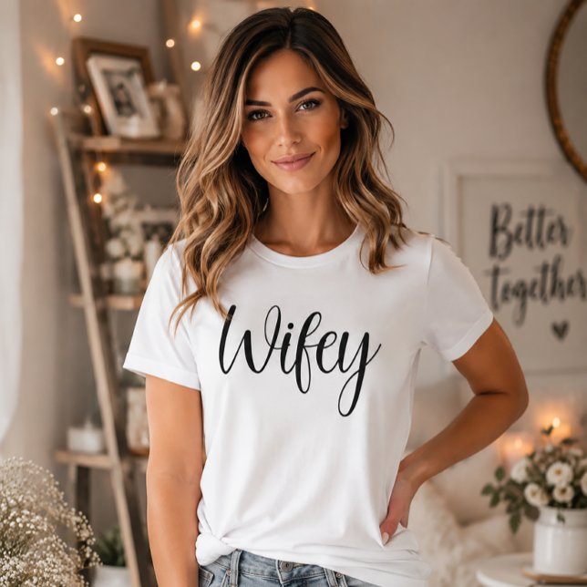 Camiseta Esposa Moderno Preto Script Branco Feminino (Criador carregado)