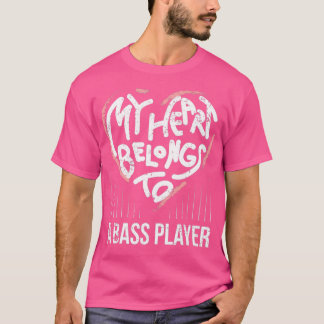 Camiseta Esposa Namorada do Jogador De Bass, Meu Coração Pe