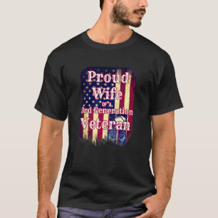 Camiseta Esposa Orgulhosa de Pr Militar Veterano de 3ª Gera