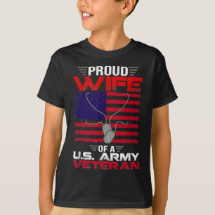 Camiseta Esposa Orgulhosa De Um Veterano Do Exército Dos Es