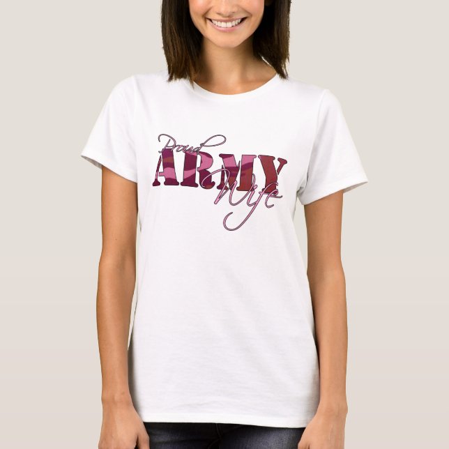 Camiseta Esposa orgulhosa do exército (Frente)
