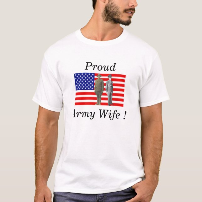 Camiseta Esposa orgulhosa do exército (Frente)