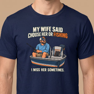 Camiseta Esposa ou Pesca Engraçado