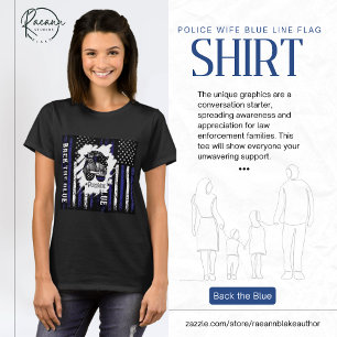 Camiseta Esposa Policial Blue Line Flag T-Shirt