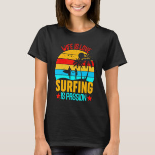 Camiseta Esposa Retro É Amor Surfar É Paixão Summer Beach