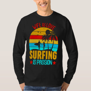 Camiseta Esposa Retro É Amor Surfar É Paixão Summer Beach