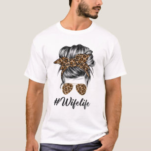 Camiseta Esposa Vida Mensageira Cabelo Freado Leopardo Impr