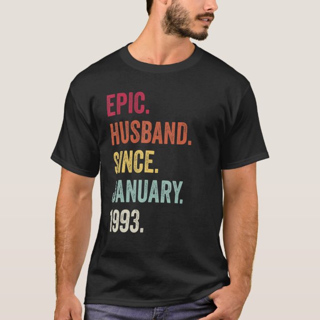 Camiseta Esposo épico desde janeiro de 1993, aniversário de (Frente)