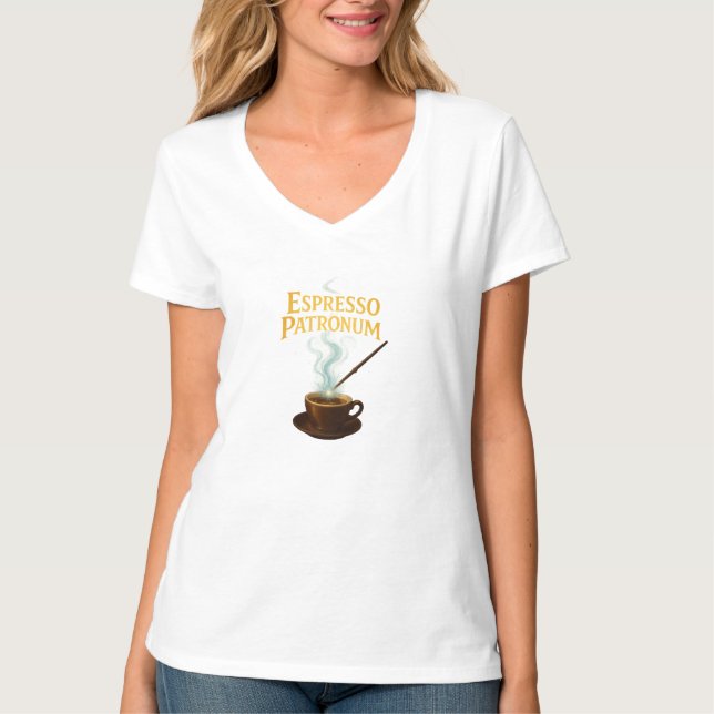 Camiseta Espresso Patronum T-shirt com pescoço-V feminino (Frente)