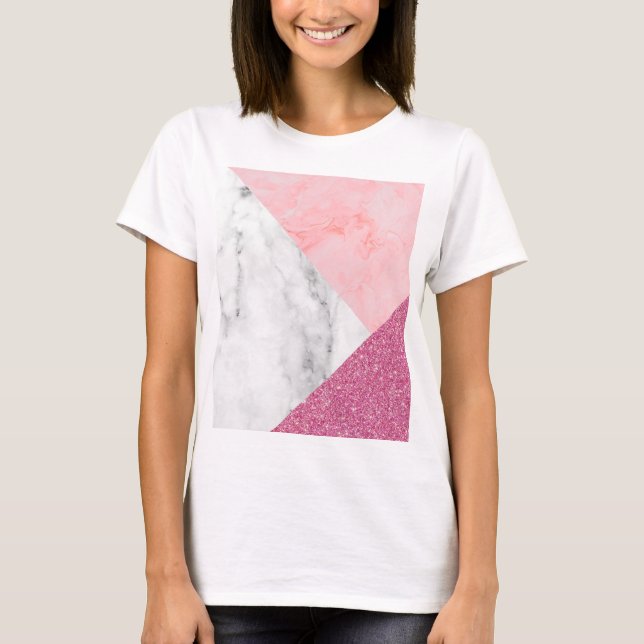 Camiseta Espumante de Impressão cor-de-rosa (Frente)