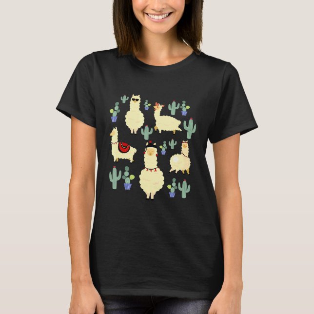 Camiseta Esquadra De Llama Bonita Para O Jardim De Cactus D (Frente)