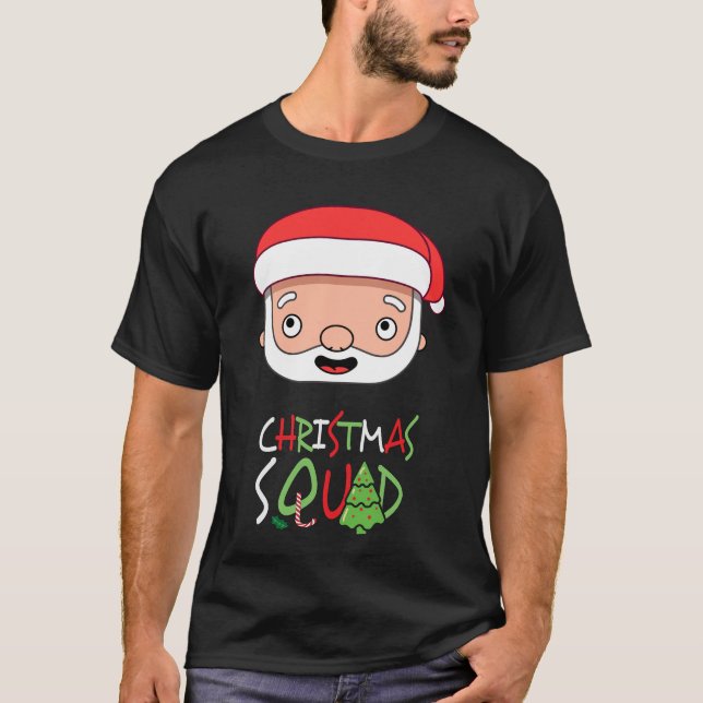 Camiseta Esquadra de Natal com o Pai Natal Engraçado (Frente)