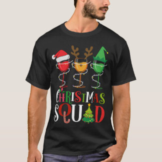 Camiseta Esquadra de Natal Engraçado Vinho Passa Santa Hat 