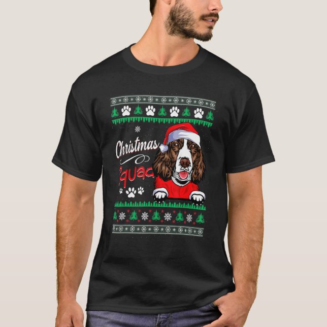 Camiseta Esquadra de Natal Springer Spaniel Ugly Swea (Frente)