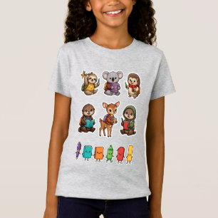 Camiseta Esquadrão Animal de Volta à Escola PNG Crianças