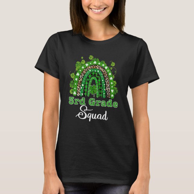 Camiseta Esquadrão Arco-Íris Gnomo Feliz St Patricks Da (Frente)