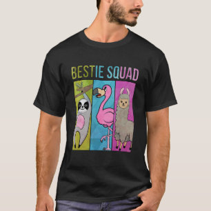 Camiseta Esquadrão Bonita e Engraçada Sloth Flamingo Llama