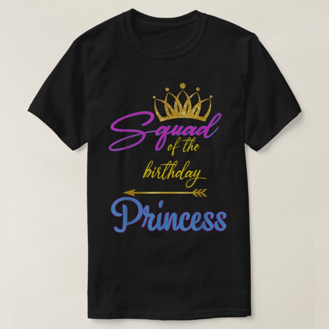 Camiseta Esquadrão Da Aniversário Princesa Funny Mama Mamãe (Frente do Design)