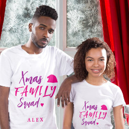 Camiseta Esquadrão da família de Natal cor-de-rosa que o Pa