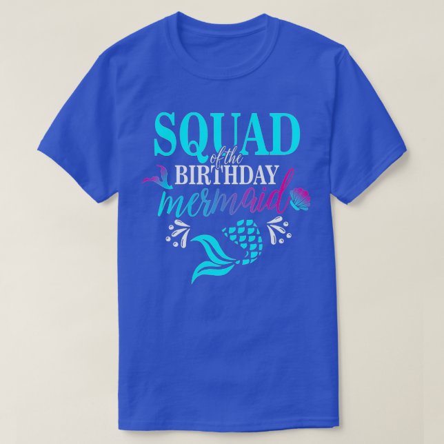 Camiseta Esquadrão Da Família De Sereias De Aniversário (Frente do Design)