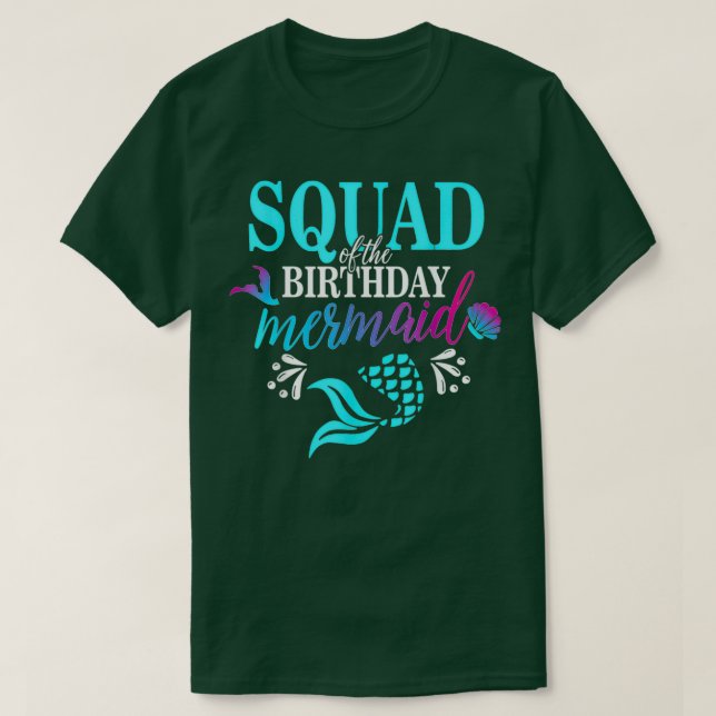 Camiseta Esquadrão Da Família De Sereias De Aniversário 2 (Frente do Design)