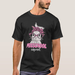 Camiseta Esquadrão da pré-escola Óculos-leopardo Coelhin