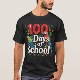 Camiseta Esquadrão de 100 dias de escola pássaro papagaio e