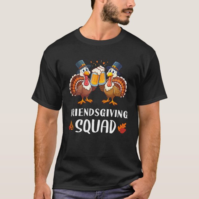 Camiseta Esquadrão de Ação de Amizade Engraçado Ação de Gra (Frente)