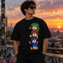 Esquadrão de Anime Chibi Espiando pela Moldura