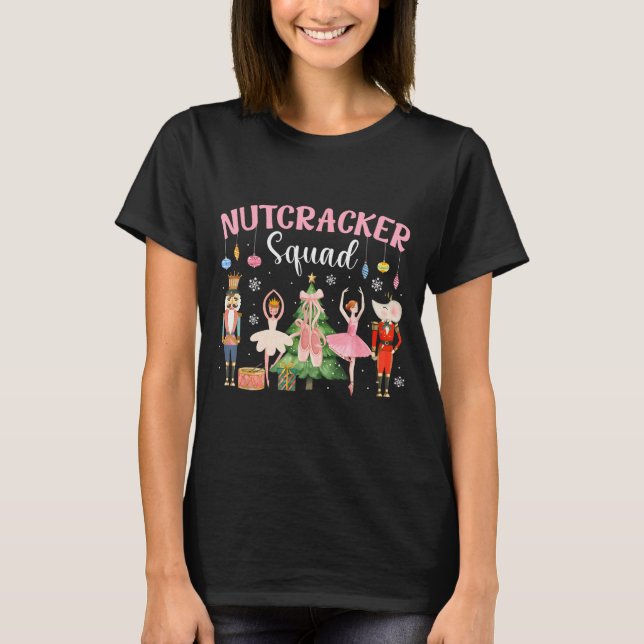 Camiseta Esquadrão de Ballet Dança Nutcracker de Natal Mulh (Frente)
