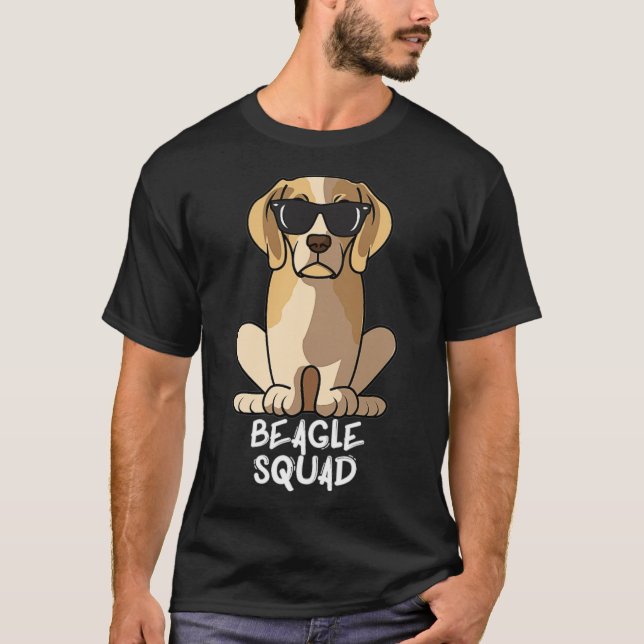 Camiseta Esquadrão de Beagle com óculos de sol Engraçado Ca (Frente)