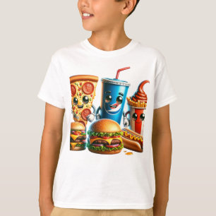 Camiseta Esquadrão de Comida de Desenho Animado Fofo – Pizz