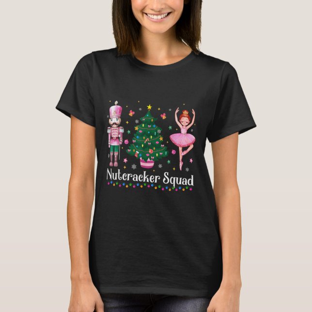 Camiseta Esquadrão de Dança de Ballet Nutcracker de Natal M (Frente)