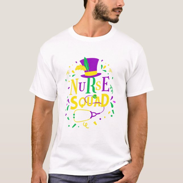 Camiseta Esquadrão de Enfermeira da Louisiana Mardi Gras (Frente)