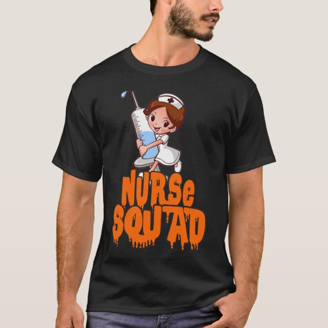 Camiseta Esquadrão de Enfermeira, halloween para enfermeira (Frente)