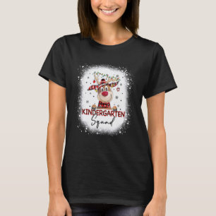 Camiseta Esquadrão de Jardim de Infância Xadrez Rena Santa 