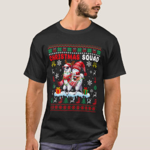 Camiseta Esquadrão de Natal Papai Noel Gnomo Montando Lhama