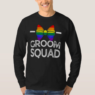 Camiseta Esquadrão de Noivo Bandeira do Orgulho LGBT Arco-í