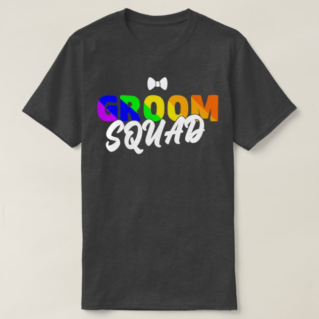 Camiseta esquadrão de noivos arco-íris do casamento lgbtq (Frente do Design)