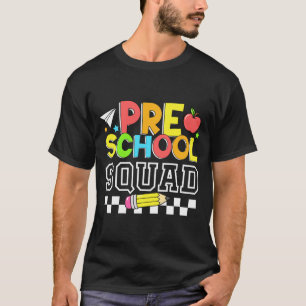 Camiseta Esquadrão de pré-escola feliz primeiro dia de aula
